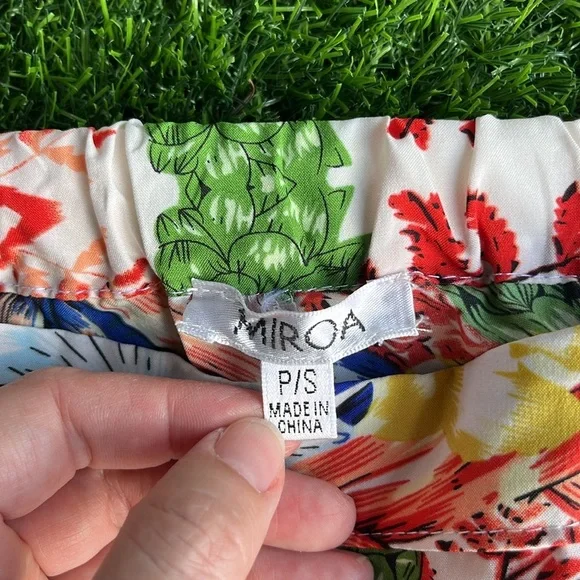 MIROA Tropical Floral Colorful Print Wide Leg Pants size small - Picture 5 of 7